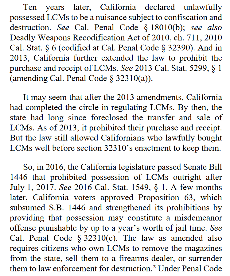 "It may seem that after the 2013 amendments, California had completed the circle in regulating LCMs... So, in 2016, the California legislature passed Senate Bill 1446 that prohibited possession of LCMs outright after July 1, 2017."
