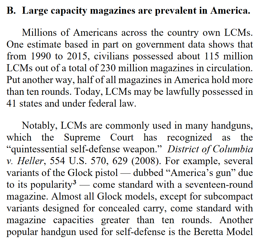 "Almost all Glock models, except for subcompact variants designed for concealed carry, come standard with magazine capacities greater than ten rounds."