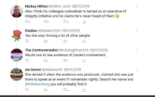 This prompted a response from Byline and some screenshots saying I was blocked for accusing Peter and Carole of being ‘operatives’ I hadn’t, somebody else did. I just replied