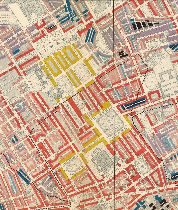 3/n and yes, I suppose if it's true that the rich bought into calmed areas that would be different from the emergent process of prosperity being marginally separate from poverty the late 19thc Booth maps show. See my blog posts, e.g.  https://urbanformation.wordpress.com/2018/08/06/the-narrow-streets-and-meaner-houses-of-soho-in-19th-century-london/, though ...
