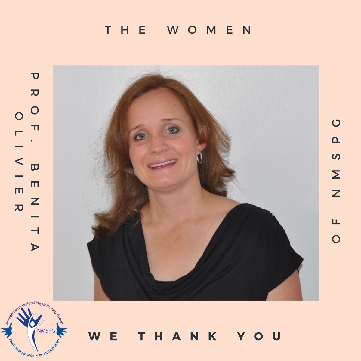 PhysioSA's tweet photo. On behalf of the NMSPG, we would like to honour Prof Benita Olivier today. Thank you for all the wisdom shared in the role of National course advisor! We appreciate you! 

#PhysioSA
#GoPhysio
#Womensmonth2020 @BenitaOlivier https://t.co/QOftA7C84t