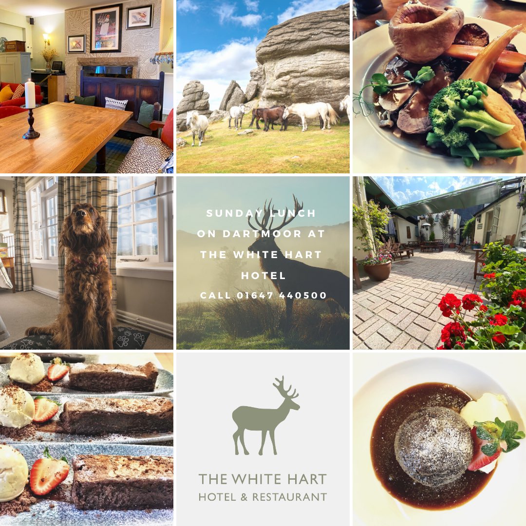 Fancy a delicious Sunday Lunch on #Dartmoor?  The White Hart in Moretonhampstead will be serving a delicious Sunday roast menu from 12 - 3pm. AA Covid-19 Confident Accredited.  Booking is always advisable. Call 01647 440 500. 10% discount on all food &amp; drink with a loyalty card!