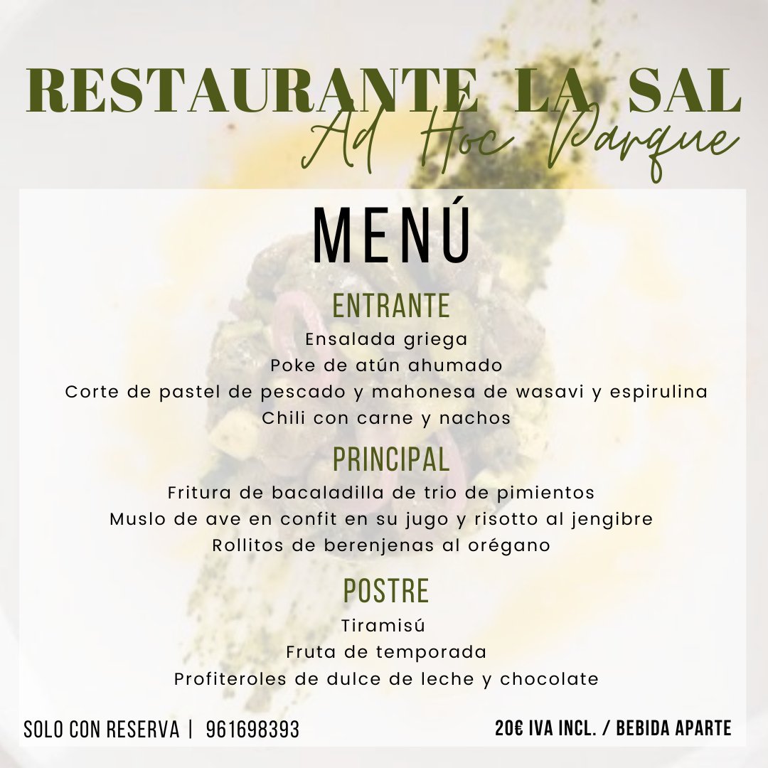 Continuamos! menú disponible hasta el día 23 de agosto! No te lo pierdas :) #adhochoteles #restaurantevalencia #instahotel #instarestaurant #comoencasa #gastronomia #foodanddrink #betera #valencia