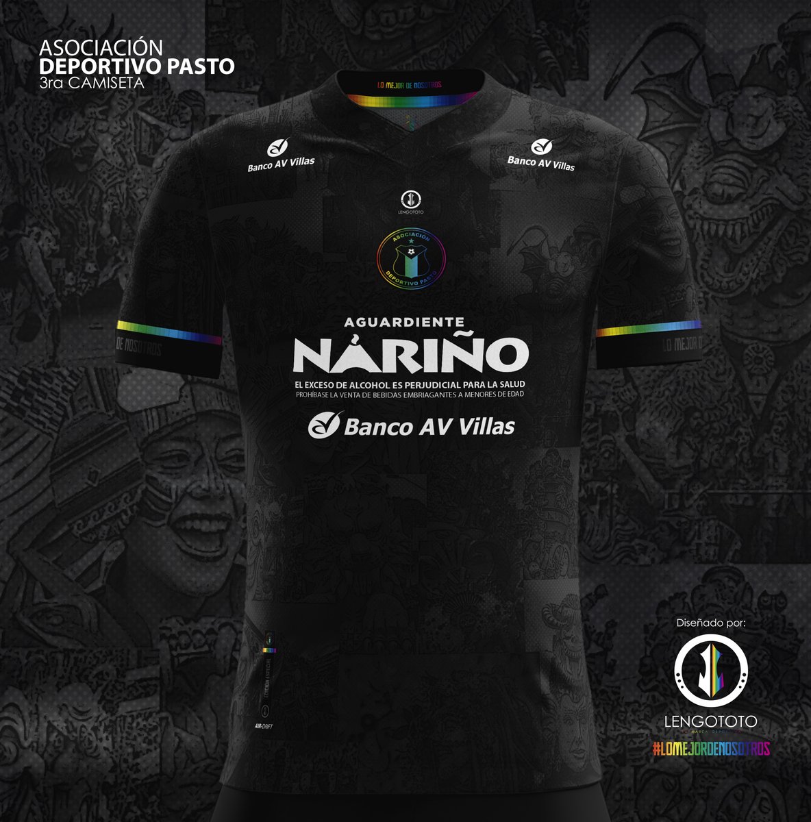 lengototo's tweet photo. #retofantasyfcl #FantasyFootball
@DeporPasto 3era Camiseta, diseño inspirado en el carnaval de blancos y negros.
@LaboratorioCol @FutbolCoLab @lengototo https://t.co/TAwv8TGqal