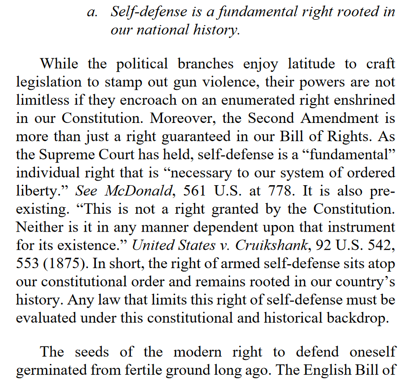 "The seeds of the modern right to defend oneself germinated from fertile ground long ago."