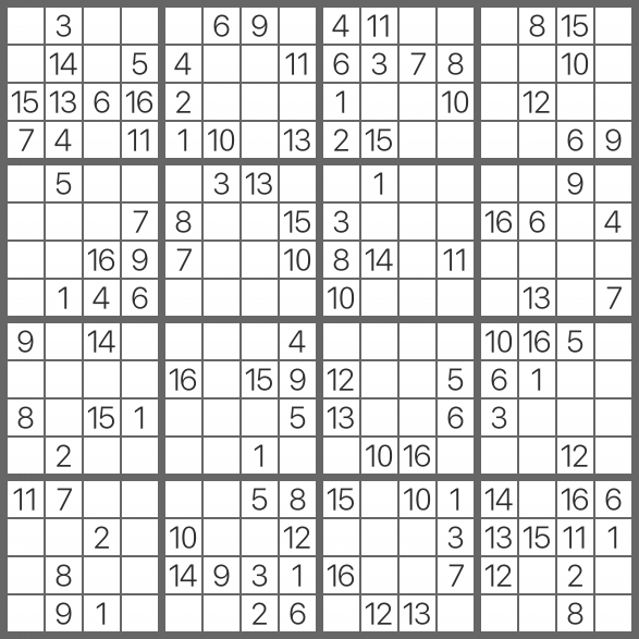 Sudoku 16x16 - Médio 