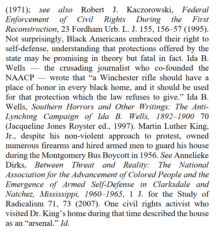 "Not surprisingly, Black Americans embraced their right to self-defense, understanding that protections offered by the state may be promising in theory but fatal in fact."