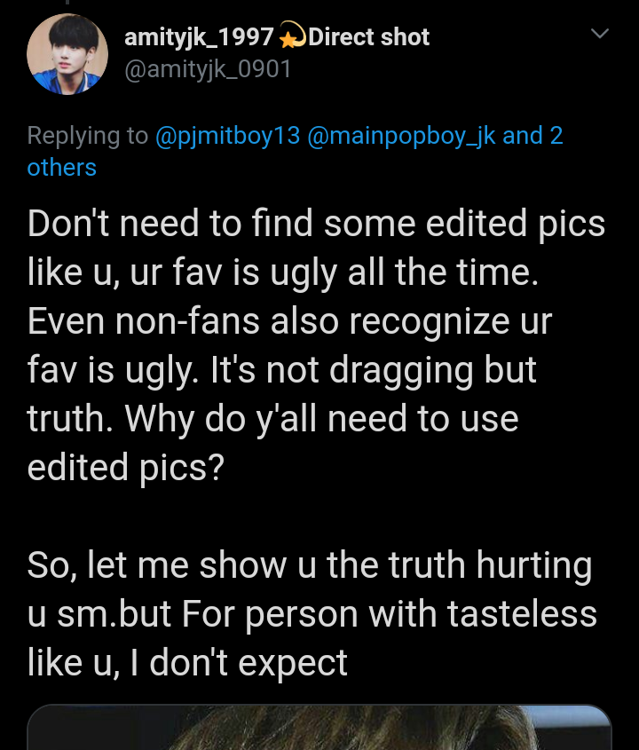  https://twitter.com/amityjk_0901?s=20 https://twitter.com/TaehyungZquadd?s=20(They were @/EternallyThor @/THEETAEGIKOOK before but got su/spended. They are known big j/m anti.)