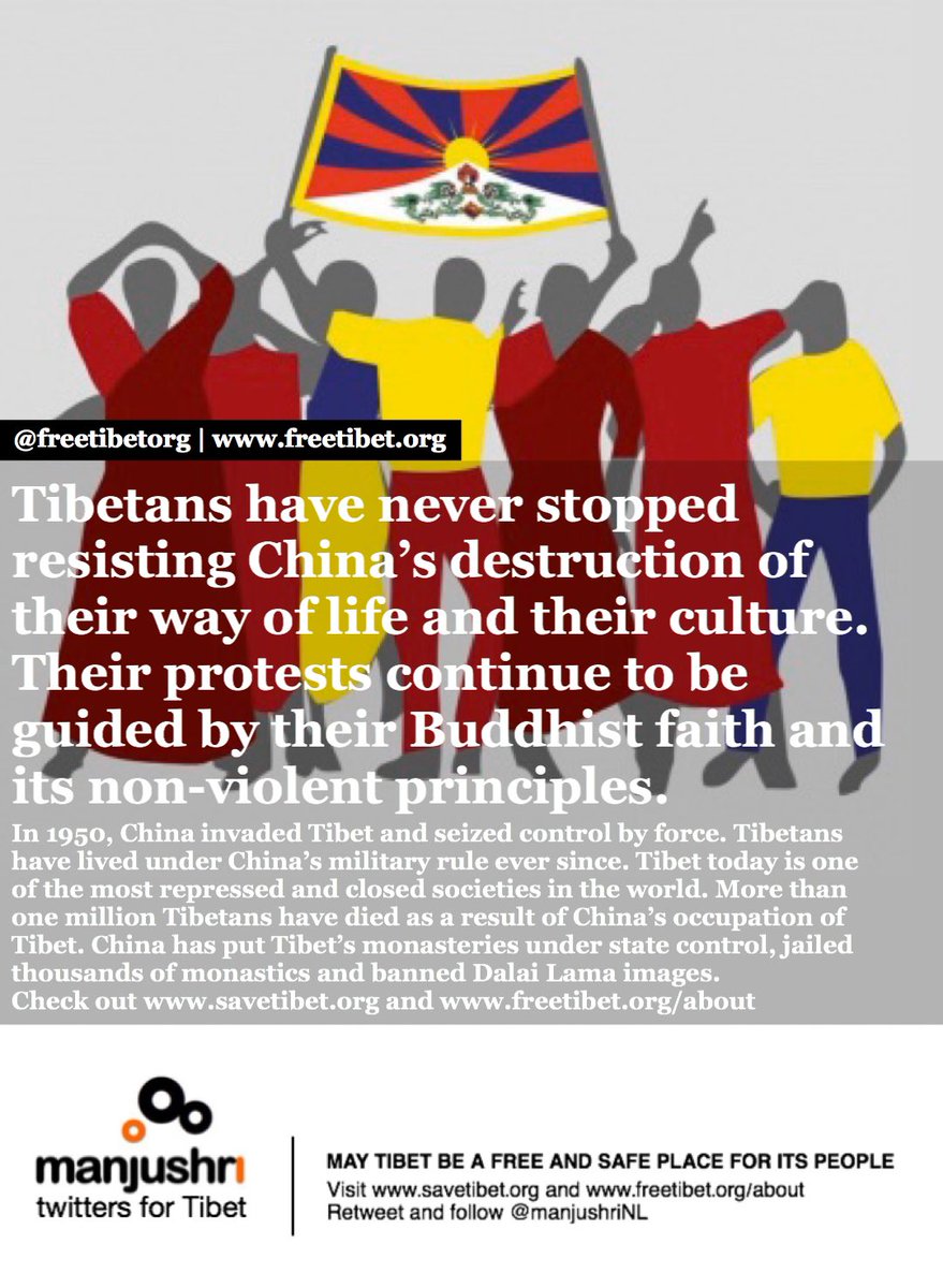 The #FACTS about China’s occupation of #Tibet

#China continues to insist that Tibetans are happy and prosperous, but won’t allow journalists, tourists or diplomats to see for themselves: freetibet.org/about

CHINA #freeTIBET!!!

#人权 #humanrights #censorship #DalaiLama