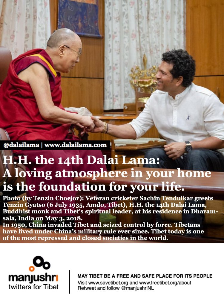 H.H. the XIV <a href="/DalaiLama/">Dalai Lama</a>, #Tibet’s spiritual leader: A loving atmosphere in your home is the foundation for your life.

#SachinTendulkar #cricket #仏 #부처 #佛 #बुद्धा #बुद्ध #будда #Phật #Buddha #compassion #happiness #joy #zen #mindfulness #love #worldpeace

#CHINA #freeTIBET!