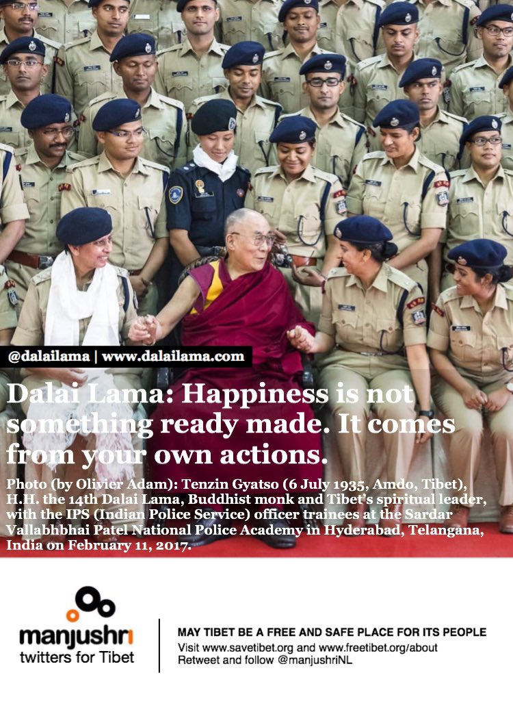 H.H. the XIV <a href="/DalaiLama/">Dalai Lama</a>, #Tibet’s spiritual leader: #Happiness is not something ready made. It comes from your own actions.

#仏 #부처 #佛 #Будда #बधाई #พระพุทธเจ้า #Phật #Buddha #Bouddha #Buda #compassion #love #awareness #mindfulness #zen #joy #worldpeace

#CHINA #freeTIBET!