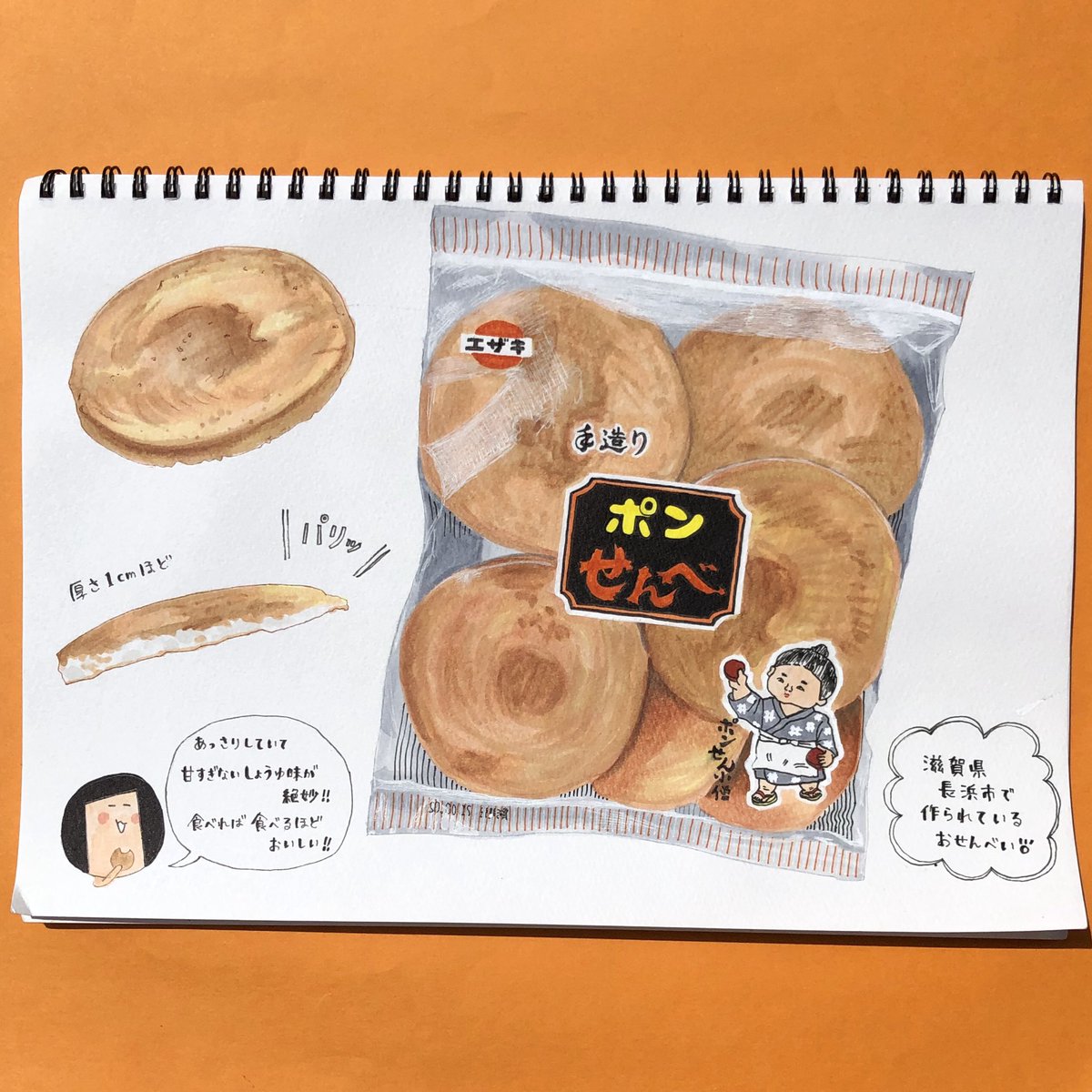 以前、琵琶湖を訪れたときに購入した、江崎せんべい製菓さんのポンせん