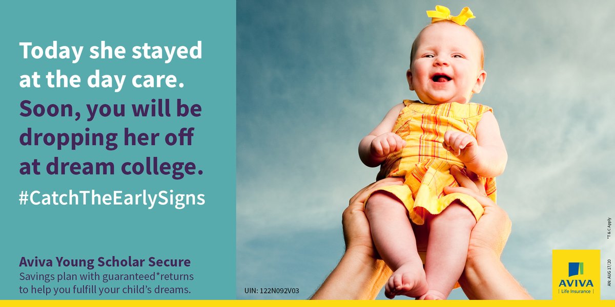 AvivaIndia's tweet photo. Ensure an interrupted education with Aviva Young Scholar Secure, a Child Insurance plan which gives guaranteed* payouts even in uncertain times . Secure your child’s future today. #CatchTheEarlySigns
Know More: https://t.co/Pr3Y2jkGhP
*T&C Apply https://t.co/HEwl7GphRf