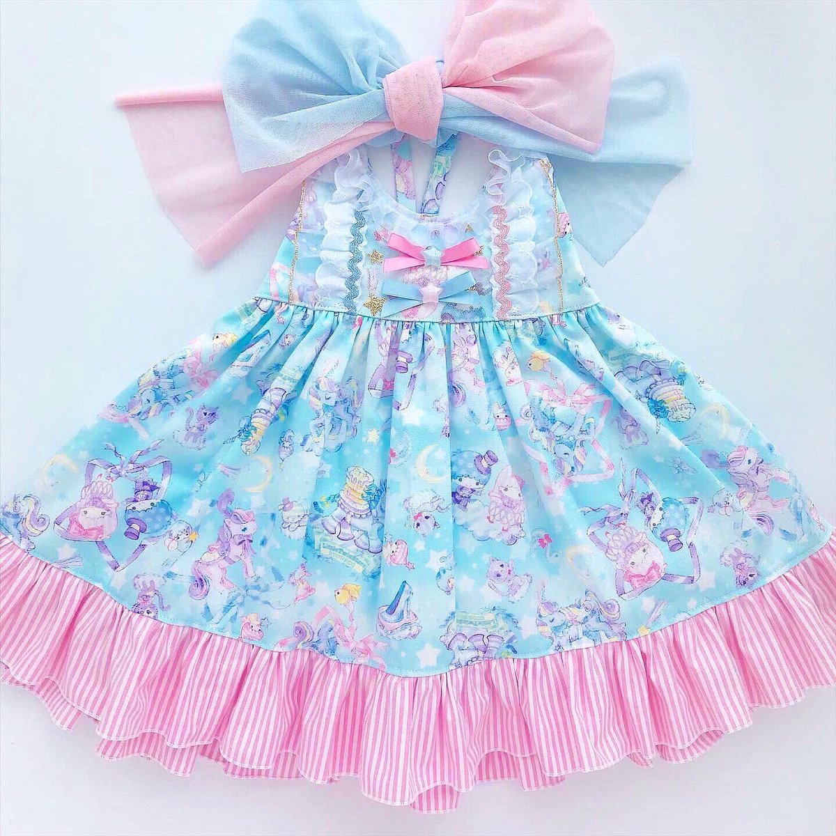 Econeco キキララ生地のハンドメイドワンピ インスタでプレゼント企画中 100cmと1cm欲しい方を応募してね