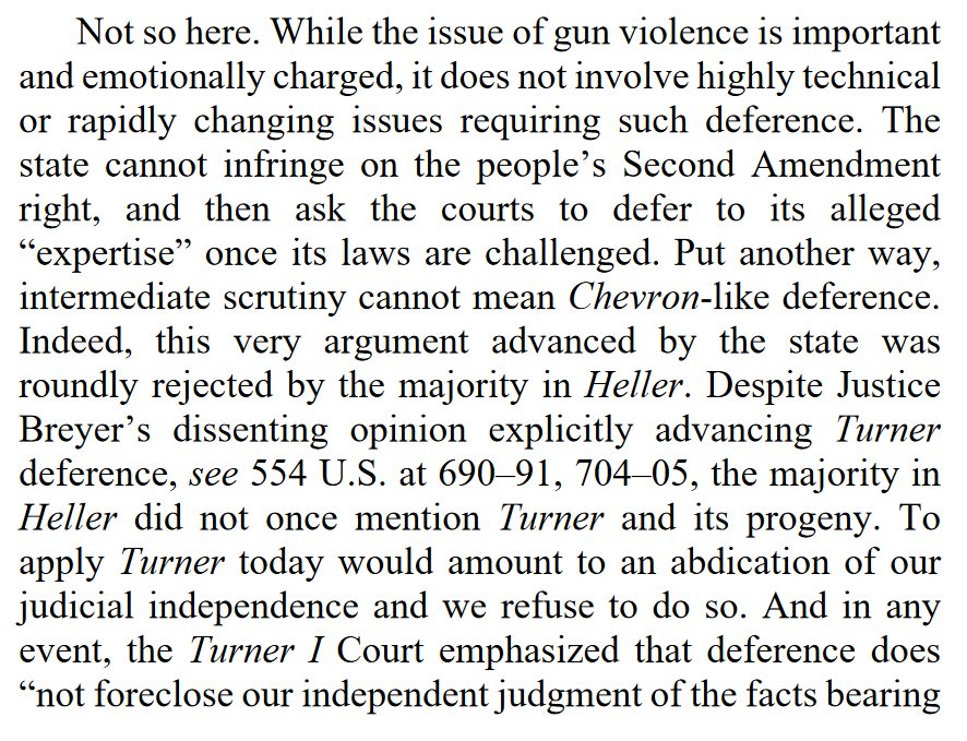"Indeed, this very argument advanced by the state was roundly rejected by the majority in Heller... To apply Turner today would amount to an abdication of our judicial independence and we refuse to do so."
