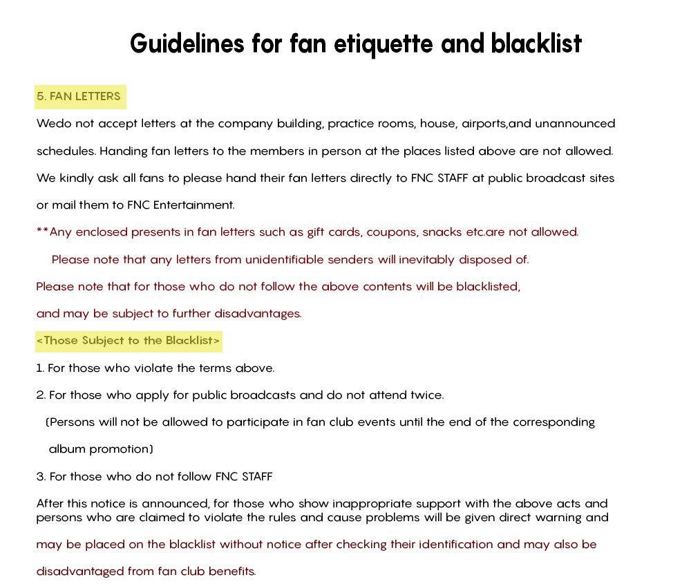 FNC issued Guidelines for Fan Etiquette and Blacklist from 2017 (?)