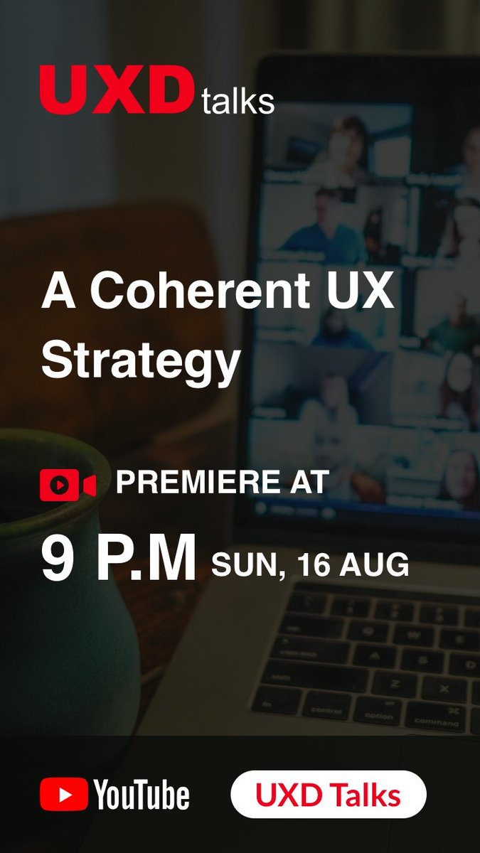 IDF_NewDelhi's tweet photo. UXD Talks 21 - A Coherent UX Strategy
Watch Premier at 9PM, Sunday, 16 Aug
Youtube: https://t.co/guOuzmjM2K
Stay tuned for more updates:
Commudle: https://t.co/eeEOfbB9at
FB https://t.co/18jhWdxDYK
Insta: https://t.co/bCfsp2xGWg
Medium: https://t.co/0QYb8rITAH https://t.co/b5YuMjlHqa