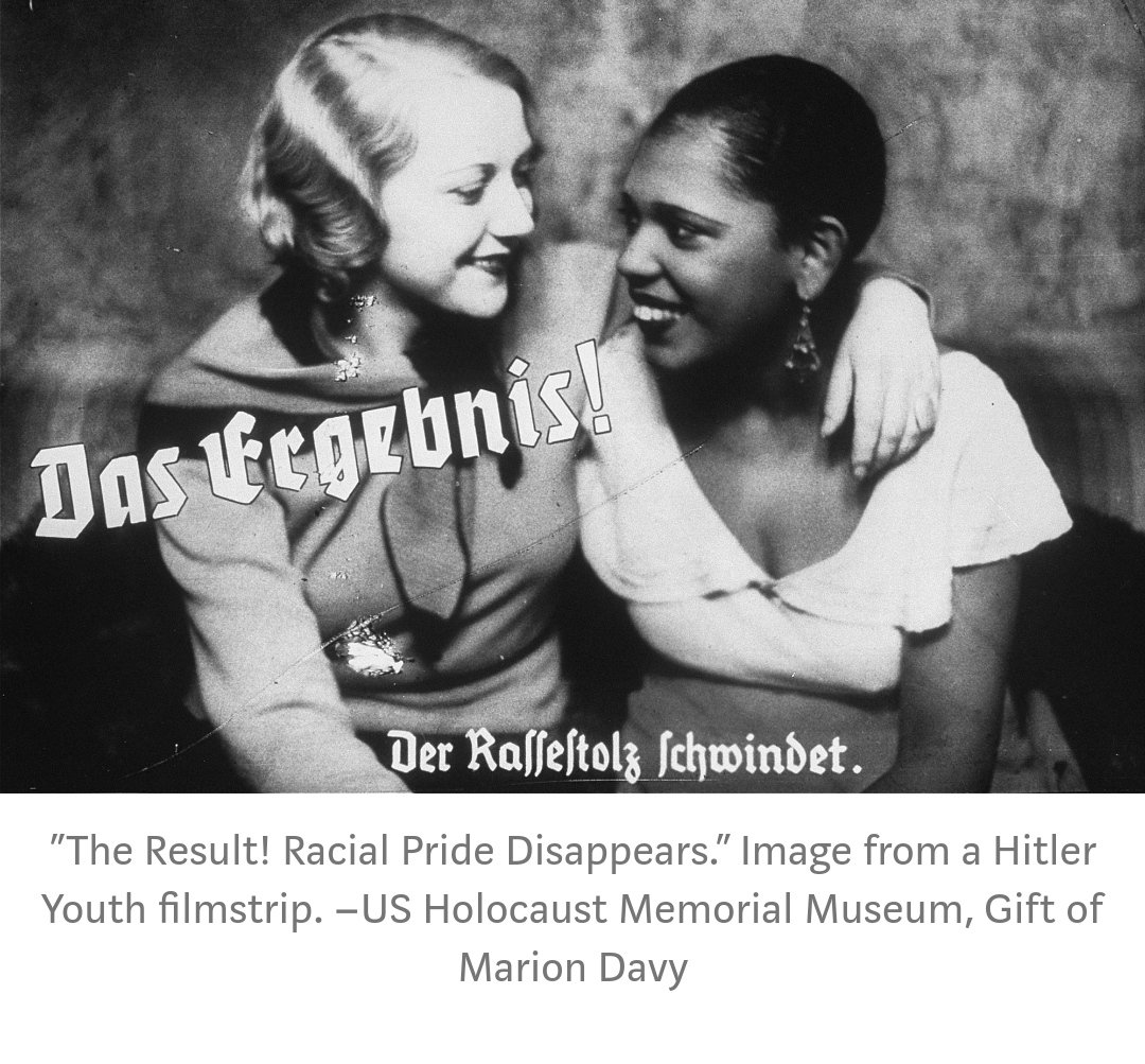Nazi propagandists stressed to Germans that black people were participants in the nation’s humiliation following the Versailles Treaty, when African troops served in the French army’s postwar occupation of the Rhineland.