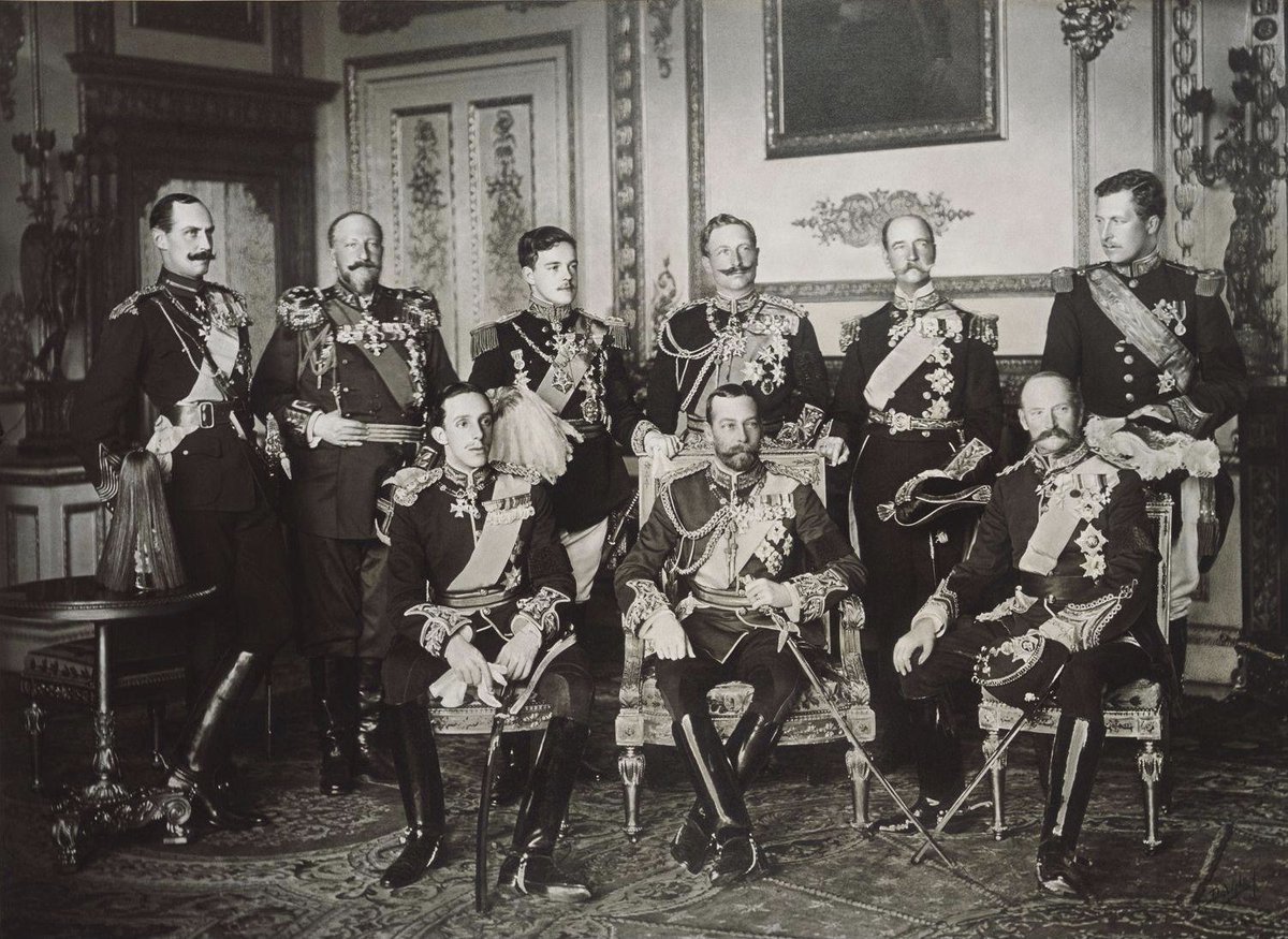 For the first and only time, the 9 Kings of Europe gather for a photograph at the funeral of King Edward VII in London. 20th May 1910.
