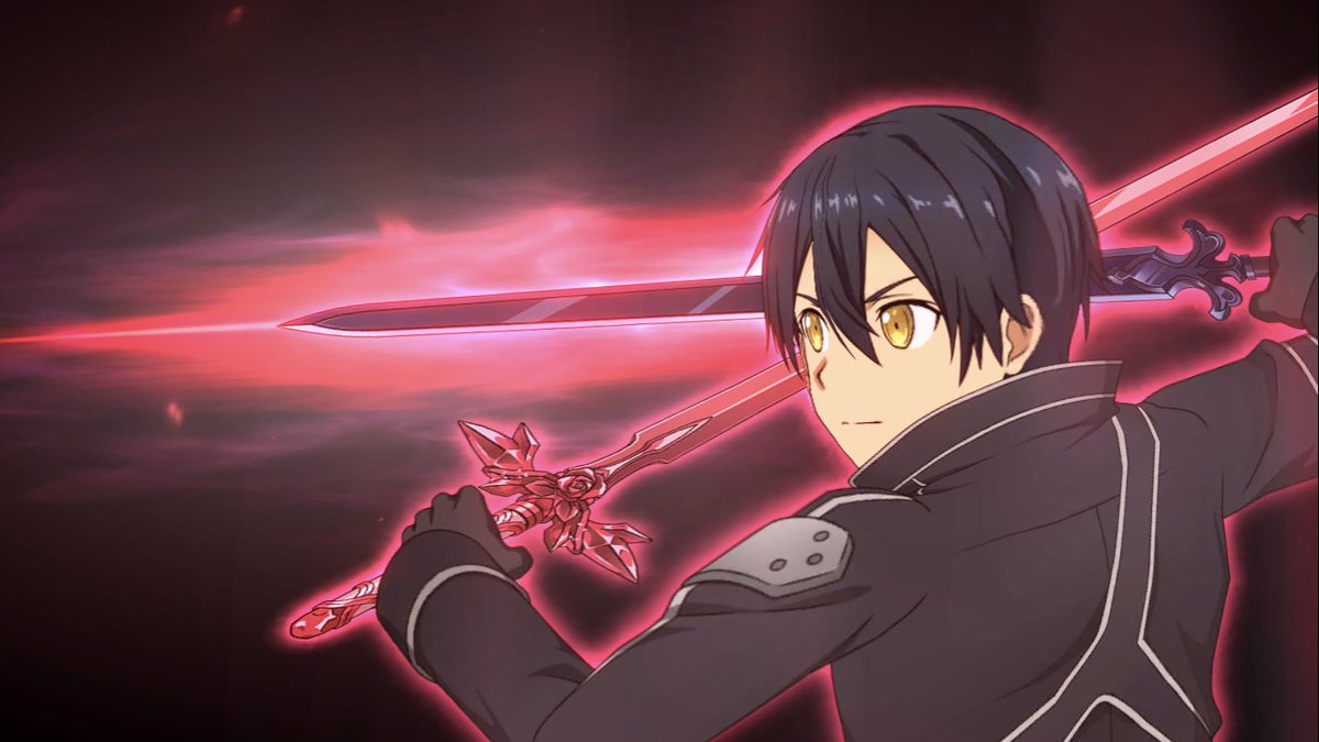 赤薔薇の剣と夜空の剣を持ってるキリト!! 二刀流のキリト!! #アリブレ