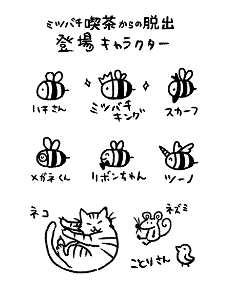 一色十秋 イッシキトアキ 脱出ゲームに登場するキャラクターをまとめました ミツバチ 喫茶の間取りはこんな感じでした プレイした人に伝わっていると良いなぁ ミツバチ喫茶からの脱出 一色十秋 イッシキトアキ 脱出ゲームに登場するキャラクターをまとめました ミツバチ 喫茶の間取りはこんな感じでした プレイした人に伝わっていると良いなぁ ミツバチ喫茶からの脱出