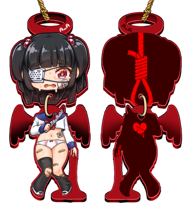 首吊りアクキー① #復讐のいじめ展首がプラプラしちゃう首吊り風アクキー作った手首から流れる血とか羽根とか天使の輪はえっちなスケスケレッド涙や汗・血はグロスでぷっくりツヤツヤに仕上げましたお腹からぱんちゅ・太もものラインとかえっちにできたから見て鼠径部もえっちぞ 