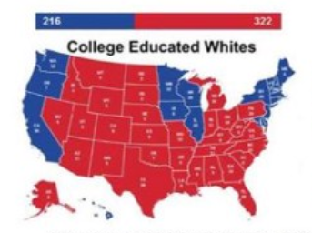 ABD'de 100 bin kişiye düşen metal grubu sayısı, sadece beyaz kadınların ve üniversite mezunu beyazların oy kullandığı 2 ayrı senaryoda Demokratların kazanabildiği eyaletlerde daha yüksek görünüyor. Eğitim, gelir ve kentlileşme bunun arkasındaki sebepler olabilir.