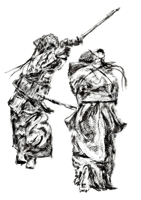剣道イラスト成長日記 Twitterren デジタルイラスト13枚目と同じ構図の水彩画です やはり剣道では面と胴の場面が一番絵になります