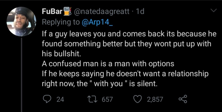 Thread of Relationship Advice from MEN to WOMEN. Some are really helpful and could help women out here #MuratheWedsKalonzo  #Cameroon  #blueeconomyke Nandi Ruto Somalis Uhuru Raila Mercy Africans Daily Nation  #standarddigital