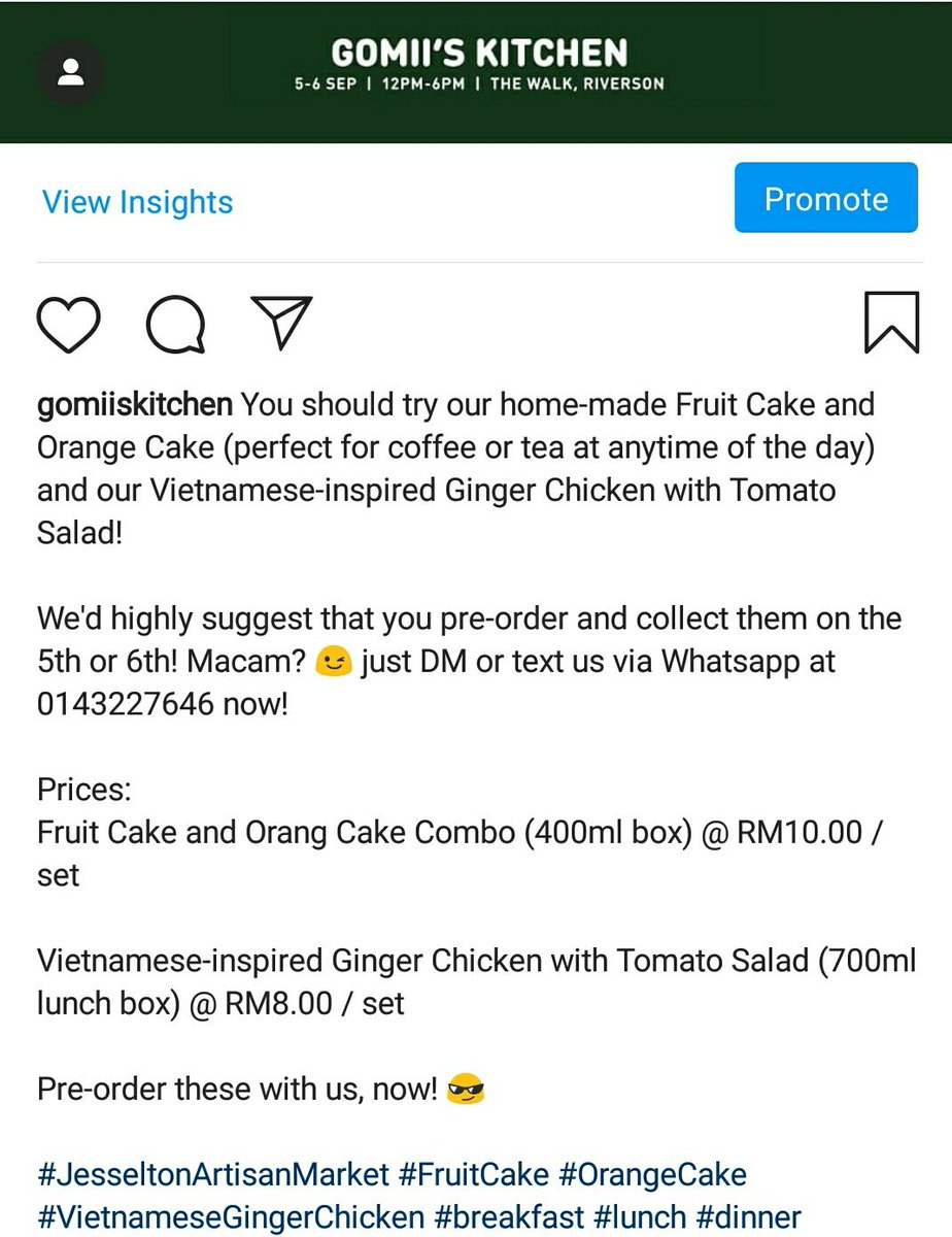 GomiisKitchen's tweet photo. Info lanjut ada di IG! Follow us on our IG for more details on what we're going to share with you at the JAM 😉 would you like to try our cakes and wholesome Vietnamese inspired dish? Ba jumpa sana ar nanti! https://t.co/iKK0DVtgt4