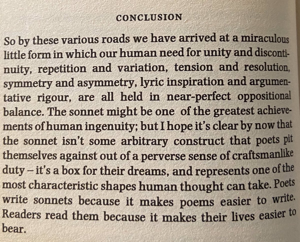 And finally the conclusion. A great short essay on the sonnet and a wonderful collection. END