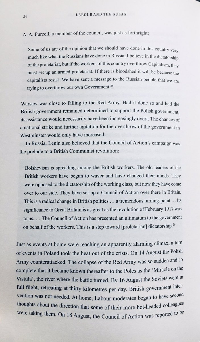Missed the page to go with 8/ here it is with the Lenin quote that revolution was about to break out in Britain.Like a lot of predictions, he was wrong.