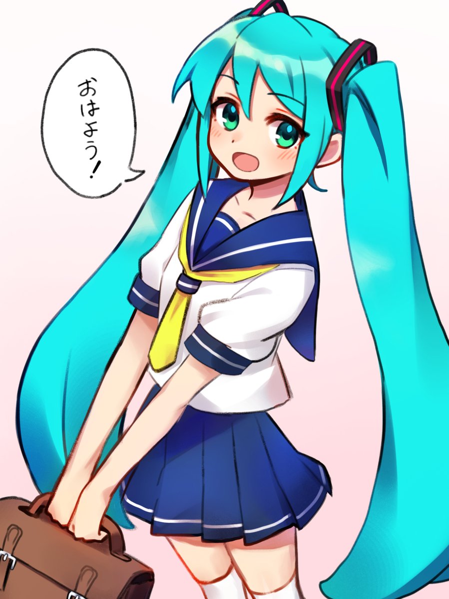 通学路で会うと挨拶してくれる同級生のミクさん #初音ミク 