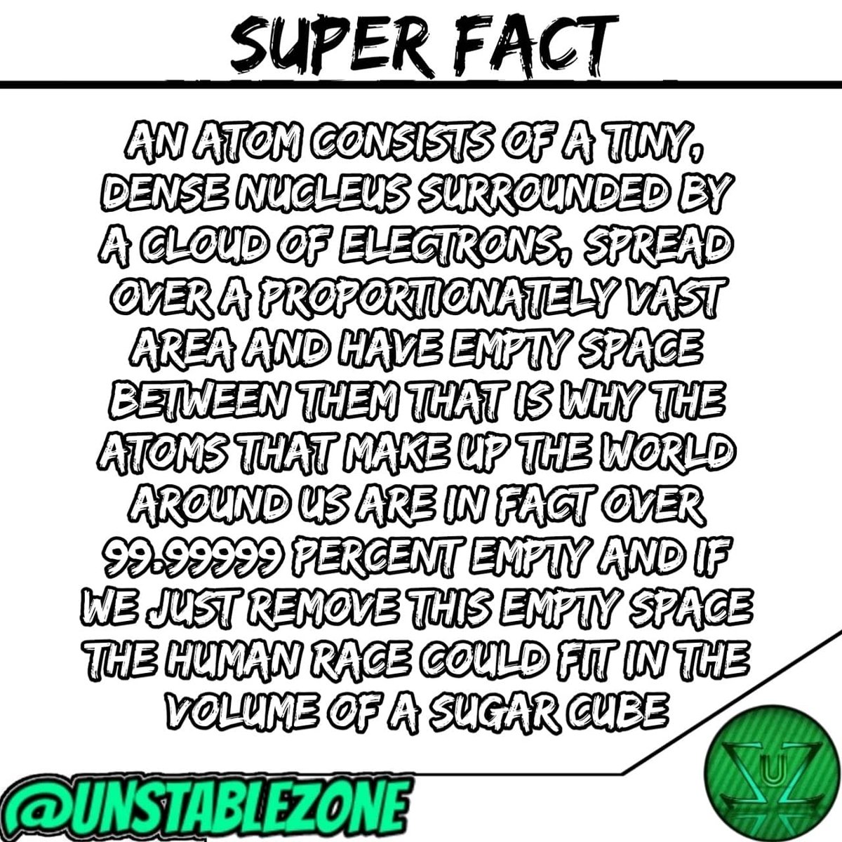 unstablezone's tweet photo. Human race can fit in a sugar cube ...
.
.
.
.
.
#sugar #cube #humans #inside #sugarcube #sciencefiction #memes #facts #ytchannel #science #sciencefacts #sciencememes #scifi #ScienceNeverEnds #UnstableZone #Thanks ... https://t.co/Jm9pNkgSMA