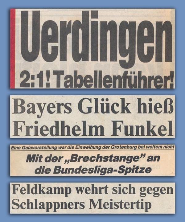 Heute vor genau 34 Jahren stand Uerdingen auf Platz 1 in der Bundesligatabelle nach einem 2:1-Sieg gegen Blau-Weiß 90 Berlin. Drei Tage später verdrängte uns der Hamburger SV dann wieder. Mensch, <a href="/HSV/">Hamburger SV</a>, wir und ihr in der Bundesliga, das waren noch Zeiten, oder? 🙃💙❤️
