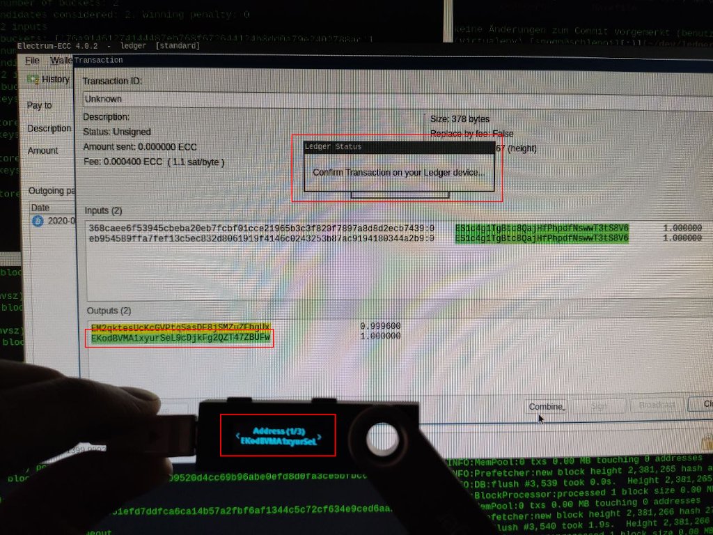 JimmyMcShill's tweet image. And another @Ledger implementation done!
@project_ecc is now 100% working with the #ledger nano s and nano x. Storing and sending $ECC from HW wallet now possible!

Source Code on github:
- electrum-ecc: github.com/project-ecc/el…
- ledger app PR: github.com/LedgerHQ/app-b…