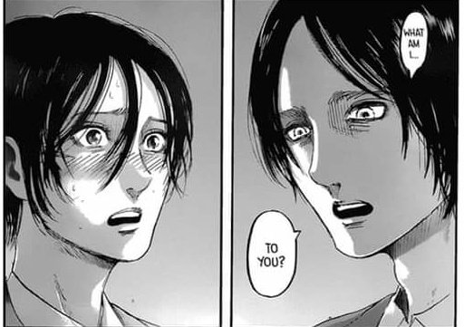 -he wants to feel loved and accepted by someone. Eren asked Mikasa not because of the ackerman bond, he did because just like how love (Carla) saved Grisha, Eren probably wants Mikasa to pull him out of his state-