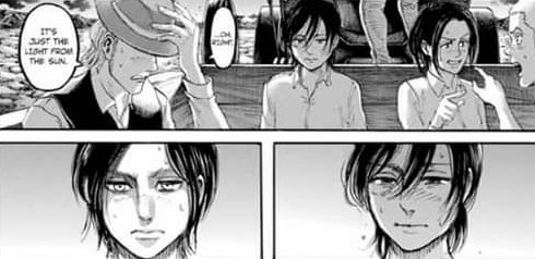 -here comes in Eren and Mikasa's relationship in this arc. Mikasa's character arc is proving that she genuinely loves Eren and erase the whole "Ackerman bond". I truly believe the scarf moment is very relevant this whole time. We can't really ignore the fact that they are-