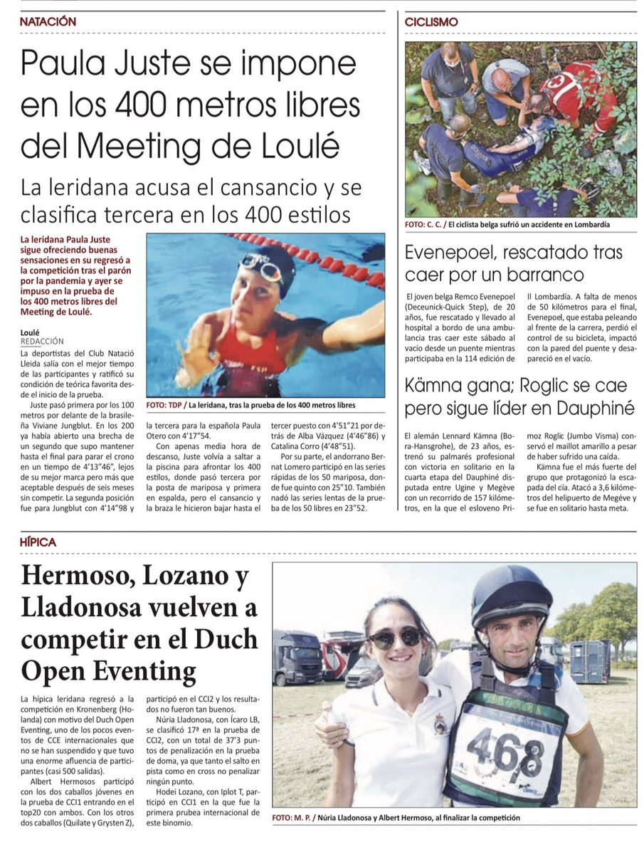 FemeniEsport's tweet photo. 🗞 @SEGREcom @LaManyanacat
🏊🏼♀️Paula Juste segueix sumant podis a Portugal #Loulé
🏇🏻Núria Lladonosa, 17a a la #CCI2
#EsportFemeniLleida 💜💚 https://t.co/J5fHU8xJxf