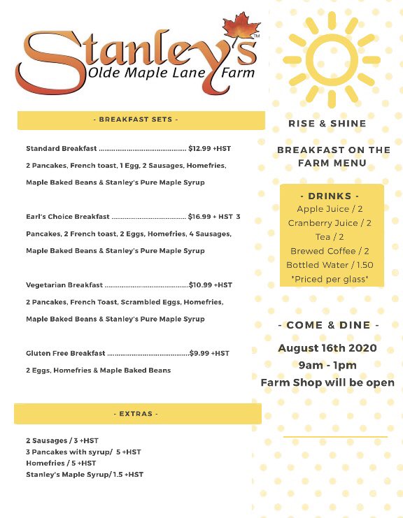 StanleysFunPage's tweet image. Today’s the day! Join us from 9am-1pm for a delicious farm to table breakfast! Did you miss out on our classic sugarbush brunch this year? Here’s your fix!  #ottawa #myottawa #ottawafoodies #ottawatourism #ottawaeats #shoplocal #supportsmallbusiness #supportlocal #ottawavalley