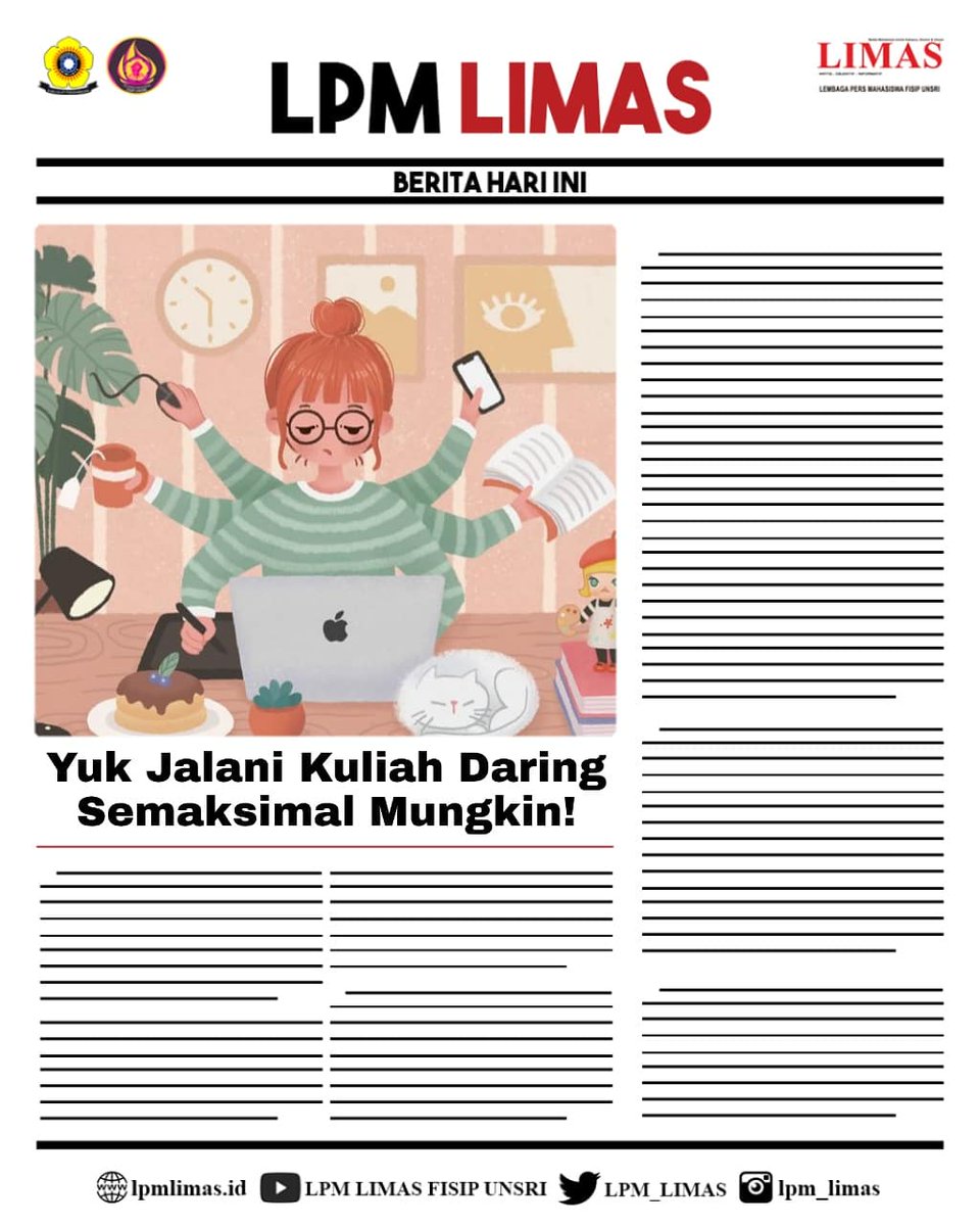 [ARTIKEL]
Yuk Jalani Kuliah Daring Semaksimal Mungkin!

Ditengah wabah Covid-19 yang semakin merebak di berbagai negara termasuk Indonesia, pemerintah menghimbau seluruh masyarakat untuk

Baca selengkapnya di: lpmlimas.id/2020/08/15/yuk…