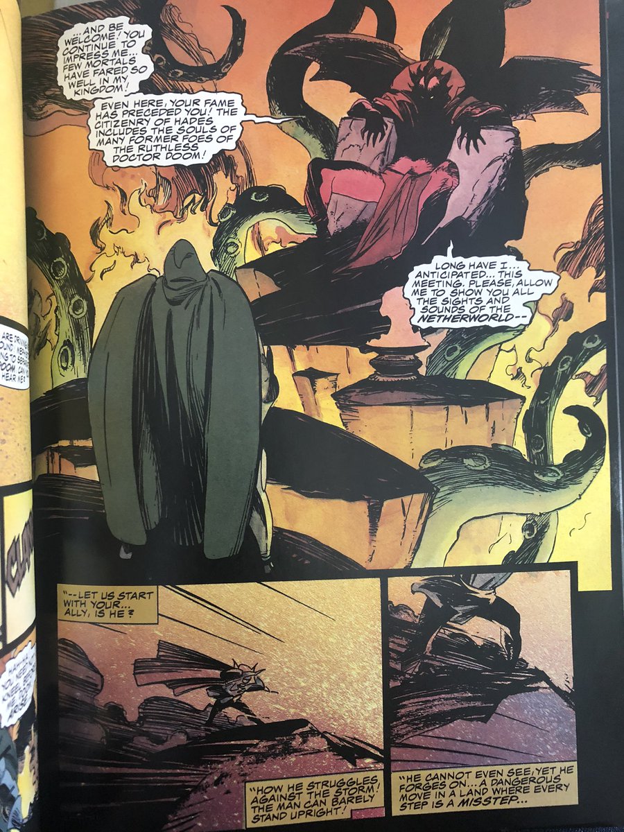 Marvel GN: Drs Strange & Doom: Triumph & Torment. Stern, Mignola & Badger. The choice of Badger addled my teenage brain. I’ve long since come to love it. It’s a unique art combo; expressive lines and colour over a ‘formative’ Mignola. I wonder if there’s a story behind it 8/x