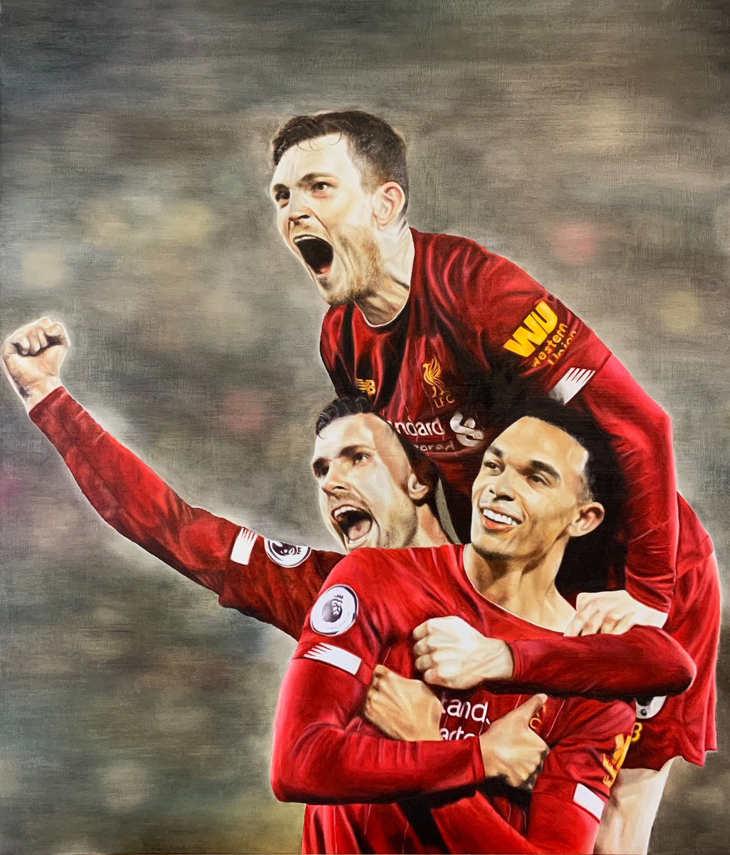 Finally finished my oil painting of <a href="/trentaa98/">Trent AA</a> <a href="/andrewrobertso5/">Andrew Robertson</a> And <a href="/JHenderson/">Jordan Henderson</a> - started this the day we won the league so it’s clearly taken me a while! 😅 <a href="/LFC/">Liverpool FC</a>
