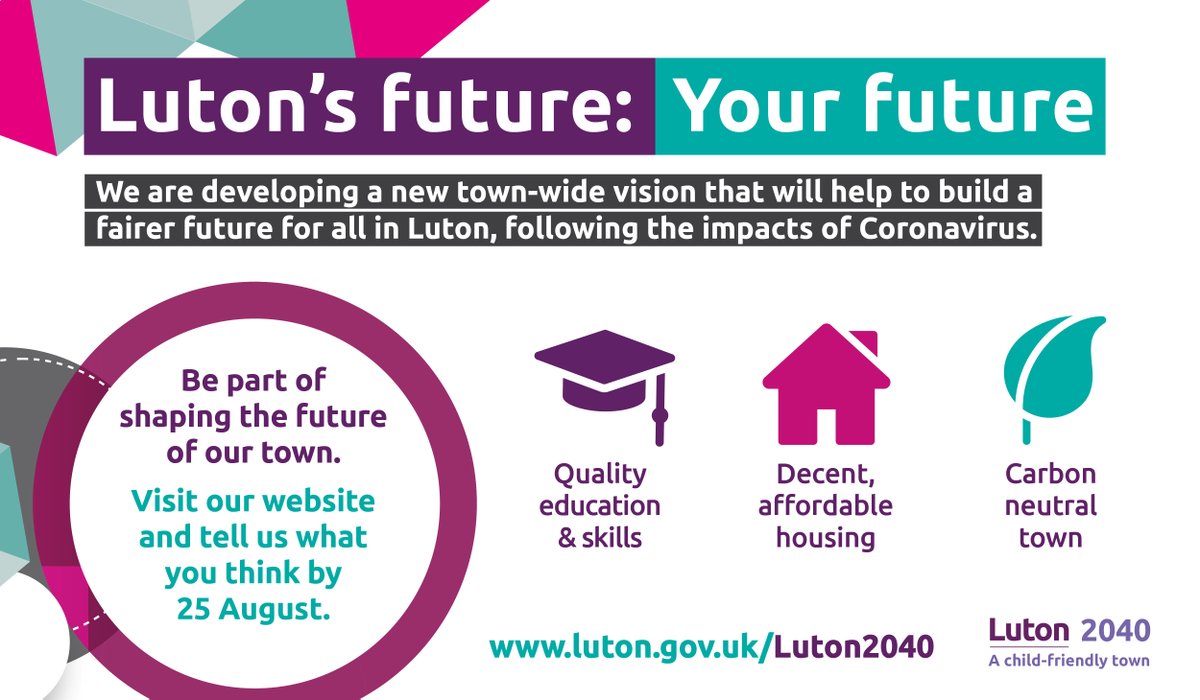 lutoncouncil's tweet image. We'd like to hear your views on our draft vision for Luton 2040 as we work towards providing decent affordable housing for everyone in the town. Complete the survey by 25 August. ow.ly/43PX30r4e5F