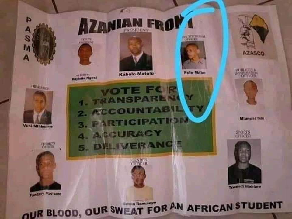 From humble beginnings to taking over one of the most demanding jobs in the country. We are proud of you cde <a href="/pulemabe/">PULE MABE</a> <a href="/k_narius/">PAC President (Mr Moloto)</a> <a href="/pac_youth/">PAC Nobhala for INT. Affairs</a>