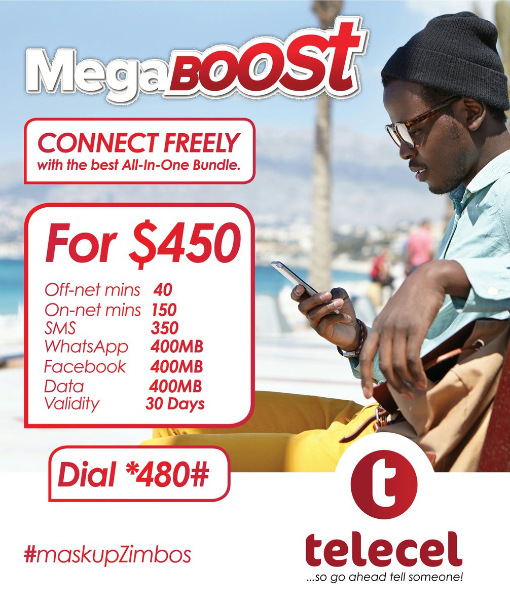 Telecel_Zim's tweet photo. Subscribe to the best all-in-one bundle today on *480#.
#MegaBoost #TelecelGo https://t.co/NKcrE4ePVF