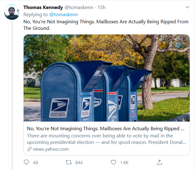 6/In addition to the voting machines, there were pictures of mail boxes being removed which asses to the paranoia: