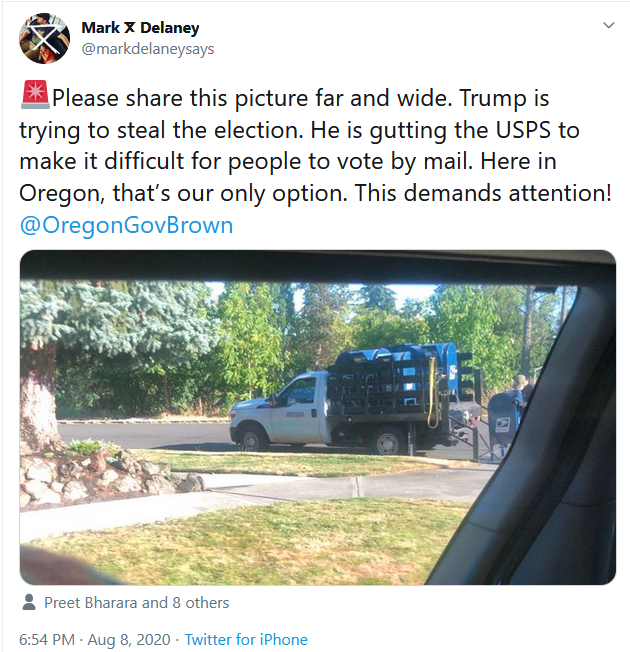 6/In addition to the voting machines, there were pictures of mail boxes being removed which asses to the paranoia: