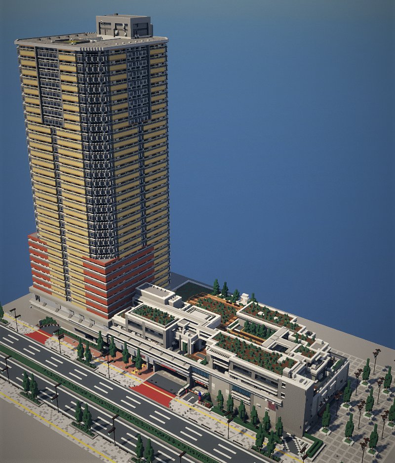 イングラム国嬢辺 Minecraft タワーマンション作りました 夏クラ現代建築 Minecraft Minecraft建築コミュ Minecraft都市開発