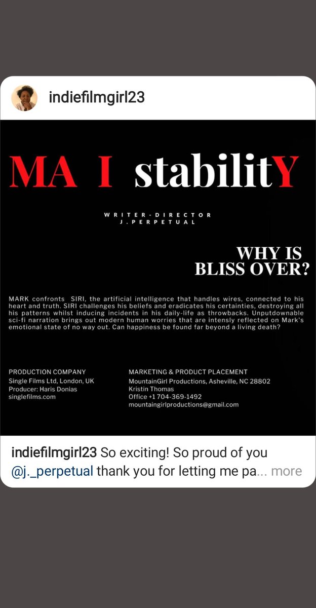 JPerpetual1's tweet photo. Mankind's guaranteed happiness stays at a standstill of reality. Tearing down the patterns bounces back.
■
#maistability is in PRE-PRODUCTION with 3 amazing partners: Haris Donias (SingleFilms) @Indiefilmgirl  (MountainGirl production) and Film Mash Production.
#jperpetual https://t.co/18sqvMJNZ4